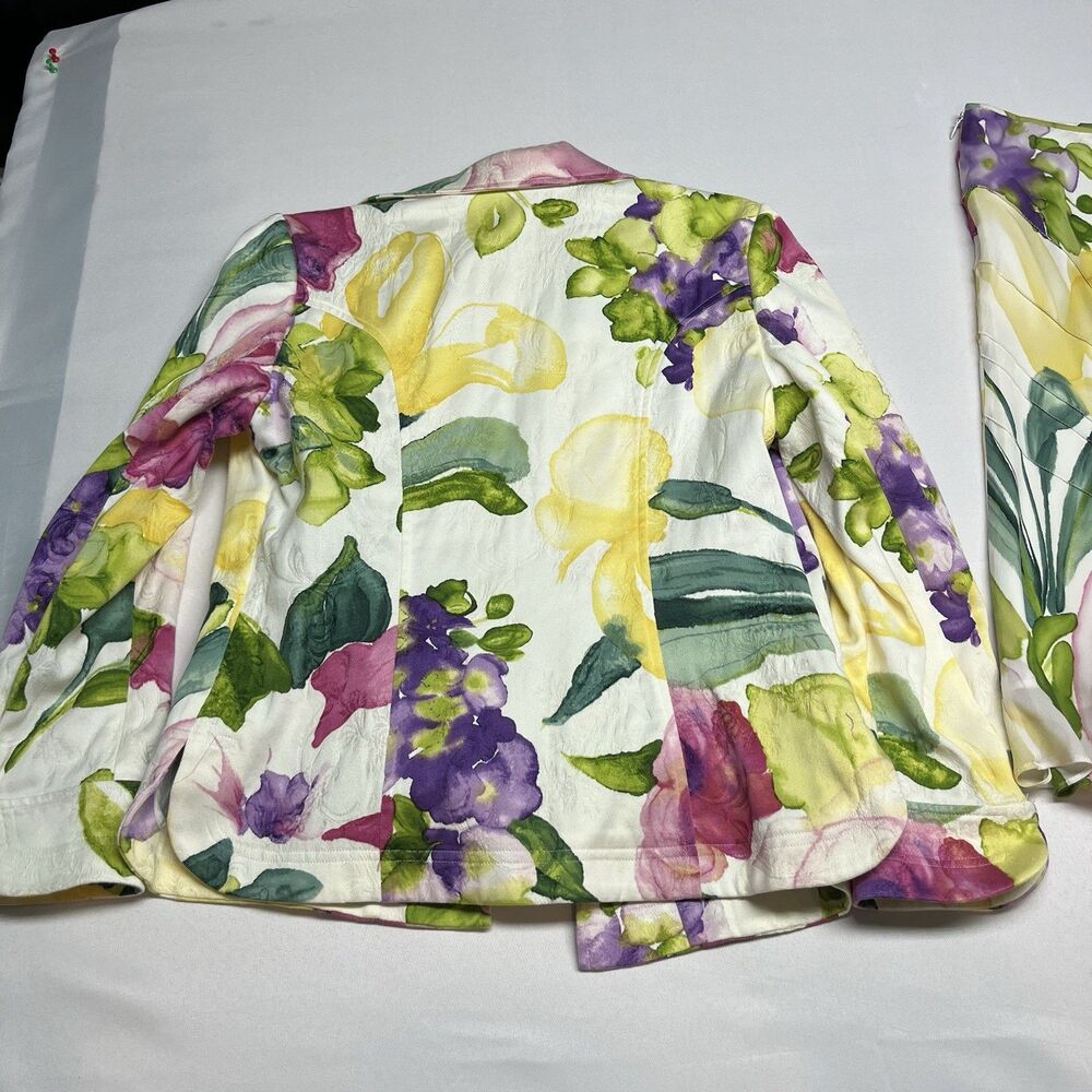 Linda Allard Ellen Tracy Silk Two Piece Skirt Set Floral - Picture 13 of 14